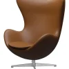 Fritz Hansen 3316 Ægget af Arne Jacobsen læder> Loungestole|Lænestole