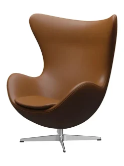 Fritz Hansen 3316 Ægget af Arne Jacobsen læder> Loungestole|Lænestole