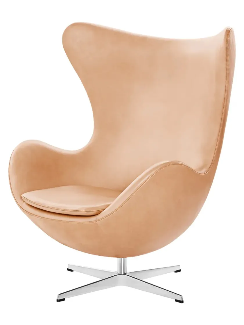 Fritz Hansen 3316 Ægget af Arne Jacobsen læder> Loungestole|Lænestole