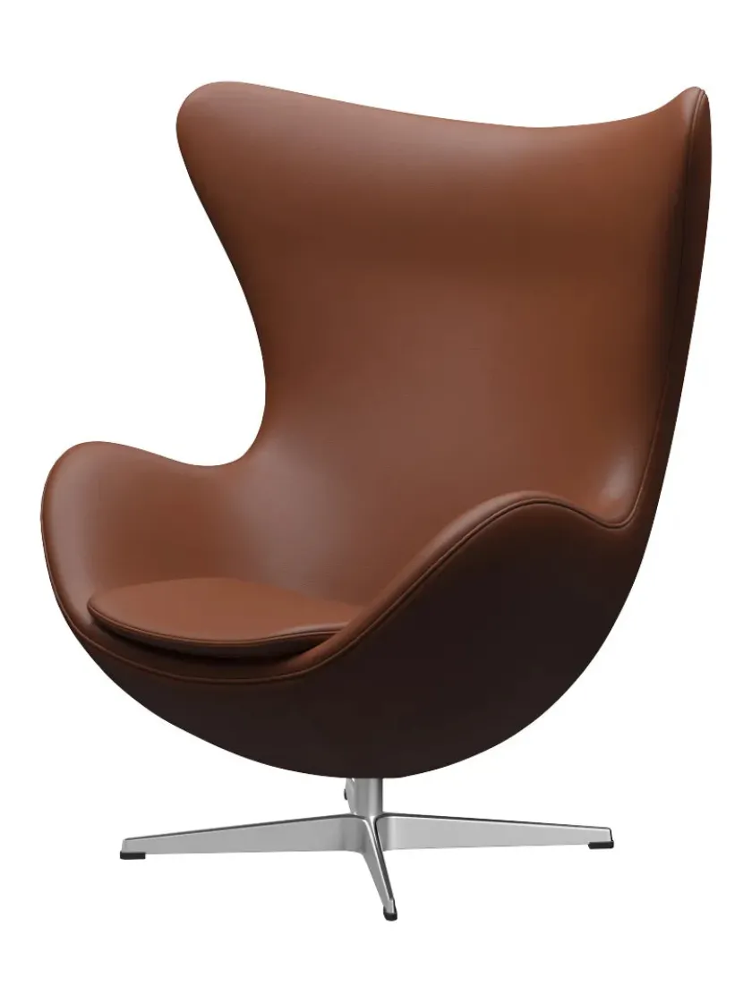 Fritz Hansen 3316 Ægget af Arne Jacobsen læder> Loungestole|Lænestole