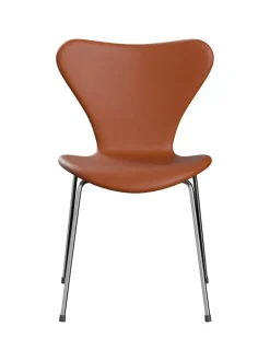 Fritz Hansen 3107 stol, fuldpolstret Essential læder valnød/krom stel af Arne Jacobsen> Spisebordsstole