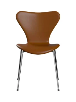 Fritz Hansen 3107 stol, fuldpolstret Soft læder valnød/krom stel af Arne Jacobsen> Spisebordsstole