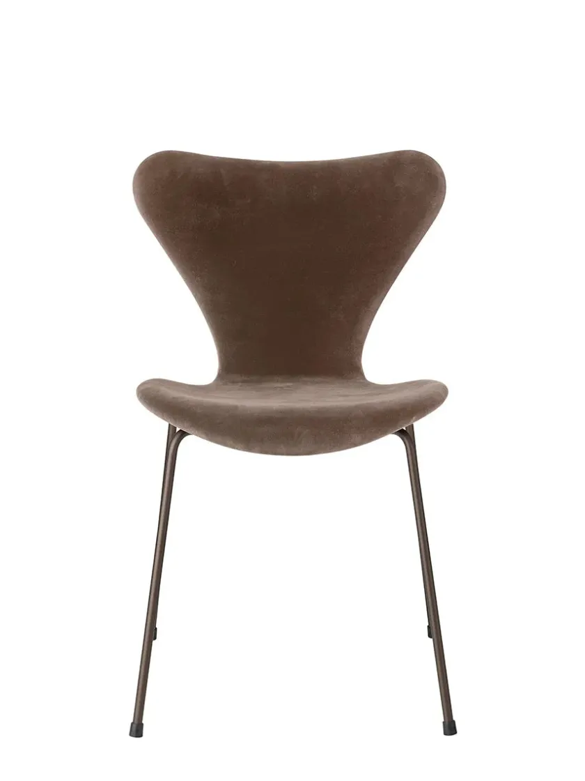 Fritz Hansen 3107 Stol, fuldpolstret velour af Arne Jacobsen> Spisebordsstole