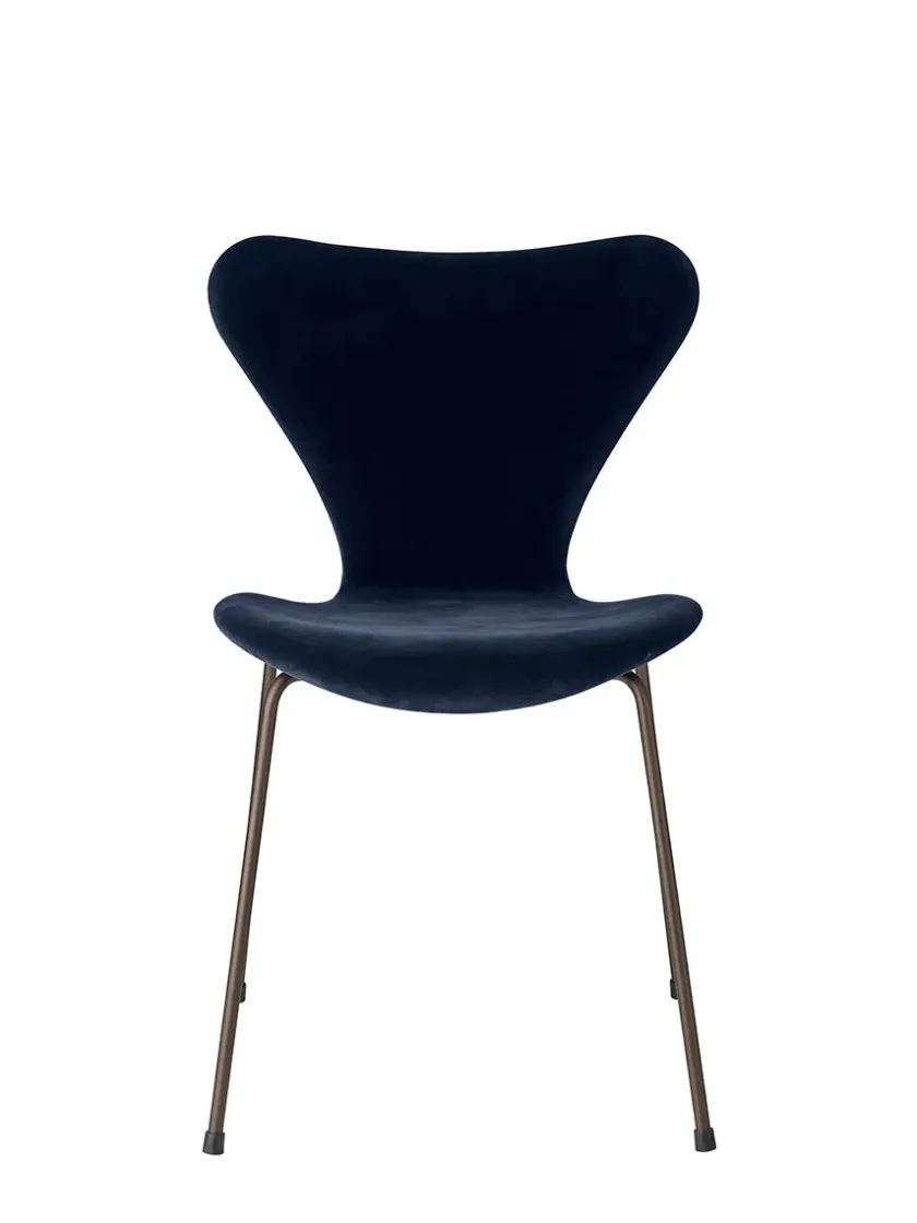 Fritz Hansen 3107 Stol, fuldpolstret velour af Arne Jacobsen> Spisebordsstole
