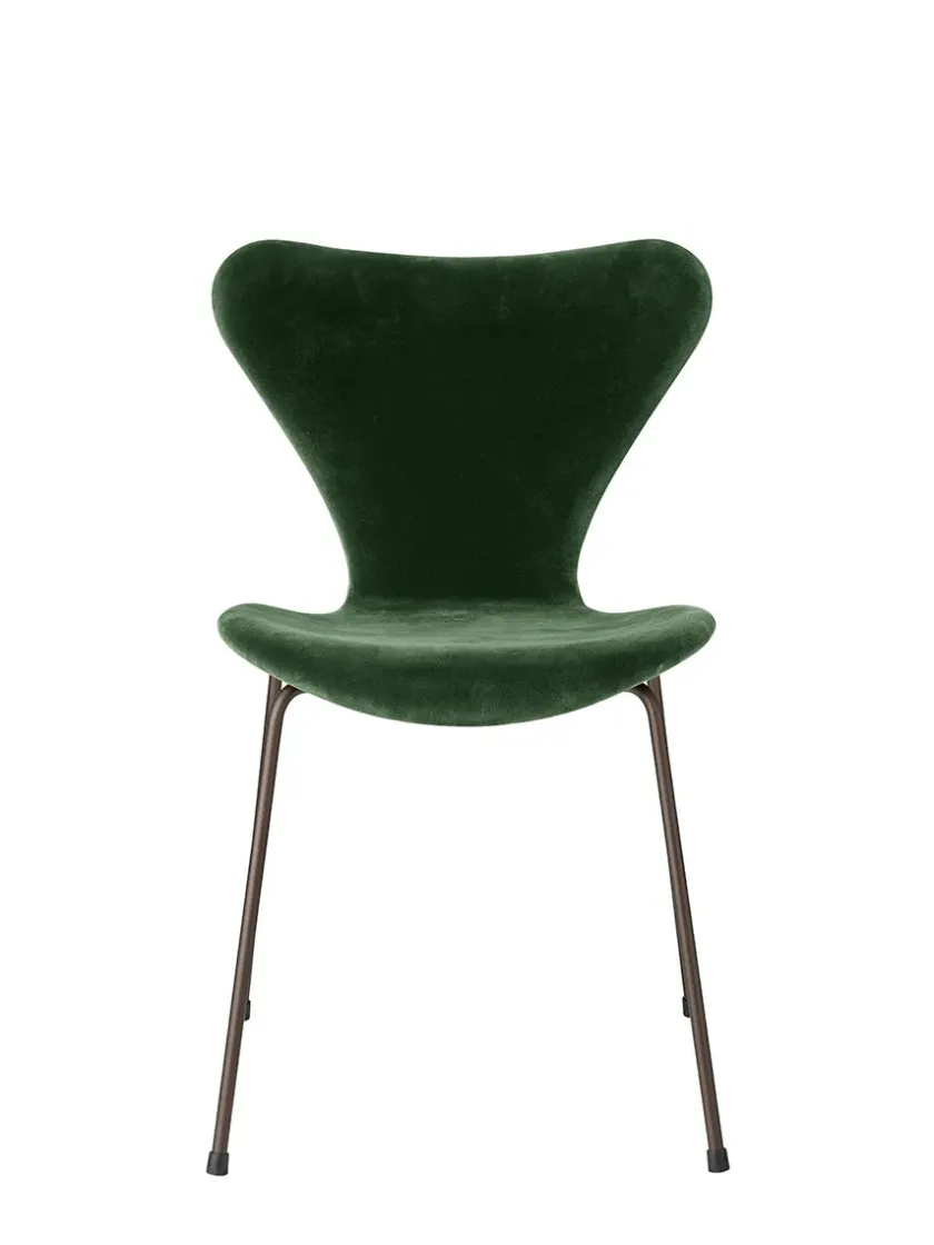 Fritz Hansen 3107 Stol, fuldpolstret velour af Arne Jacobsen> Spisebordsstole