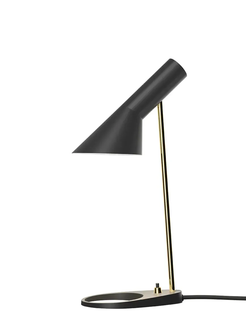 Louis Poulsen AJ Mini Table Lamp, grey/brass af Arne Jacobsen> Spots