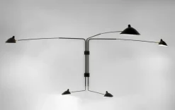 Editions Serge Mouille Big Wall Lamp w/5 Rotating Straight Arms af Serge Mouille> Væglamper|Spots