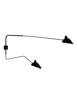Editions Serge Mouille Big Wall Lamp w/2 Rotating Arms, 1 Straight, 1 Curved af Serge Mouille> Væglamper|Spots
