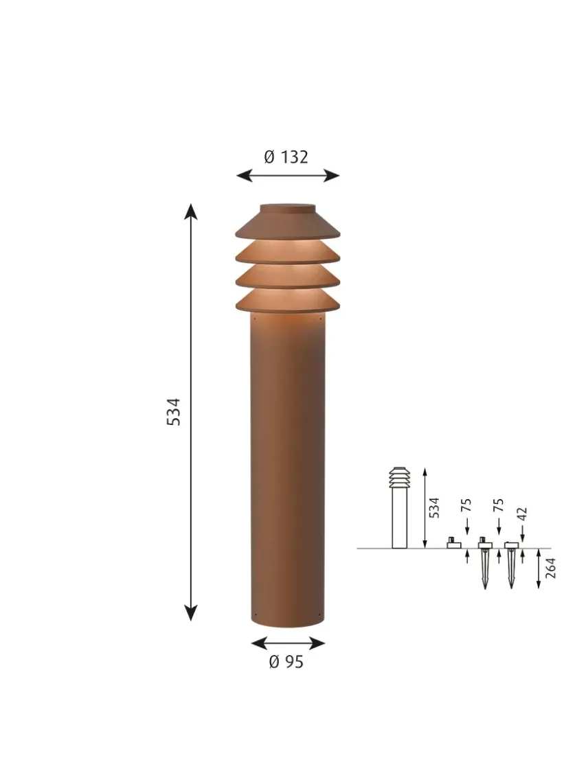 Louis Poulsen Bysted Garden Corten, Lav fra> Udendørslamper|Spots