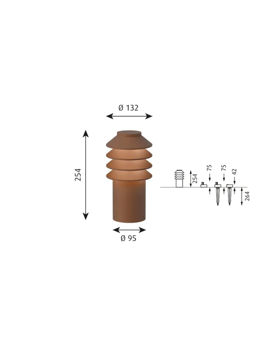 Louis Poulsen Bysted Garden Corten, Lav fra> Udendørslamper|Spots