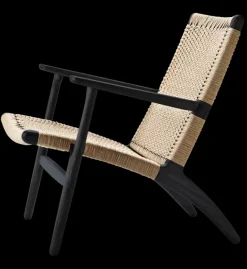 Carl Hansen & Søn CH25 Loungestol, eg sortmalet med naturflet af Hans J. Wegner> Loungestole|Lænestole