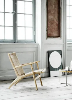 Carl Hansen & Søn CH25 Loungestol, eg sortmalet med sort flet af Hans J. Wegner><noscript><img width=