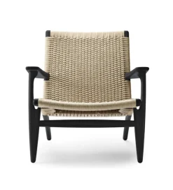 Carl Hansen & Søn CH25 Loungestol, eg sortmalet med sort flet af Hans J. Wegner><noscript><img width=