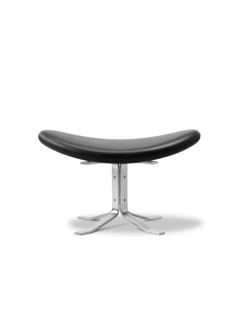 Fredericia Furniture Corona Skammel, sort læder fra Erik Jørgensen> Skamler