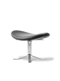 Fredericia Furniture Corona Skammel, sort læder fra Erik Jørgensen> Skamler