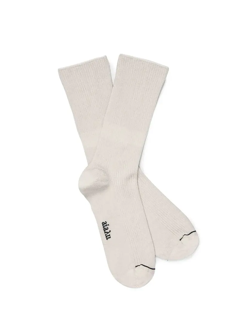 Aiayu Cotton Rib Socks, milk fra> Tøj