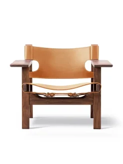 Fredericia Furniture Den Spanske Stol i cognac læder, valnød olie af Børge Mogensen> Lænestole