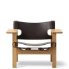 Fredericia Furniture Den Spanske Stol i mørkebrun læder, eg olie af Børge Mogensen> Lænestole