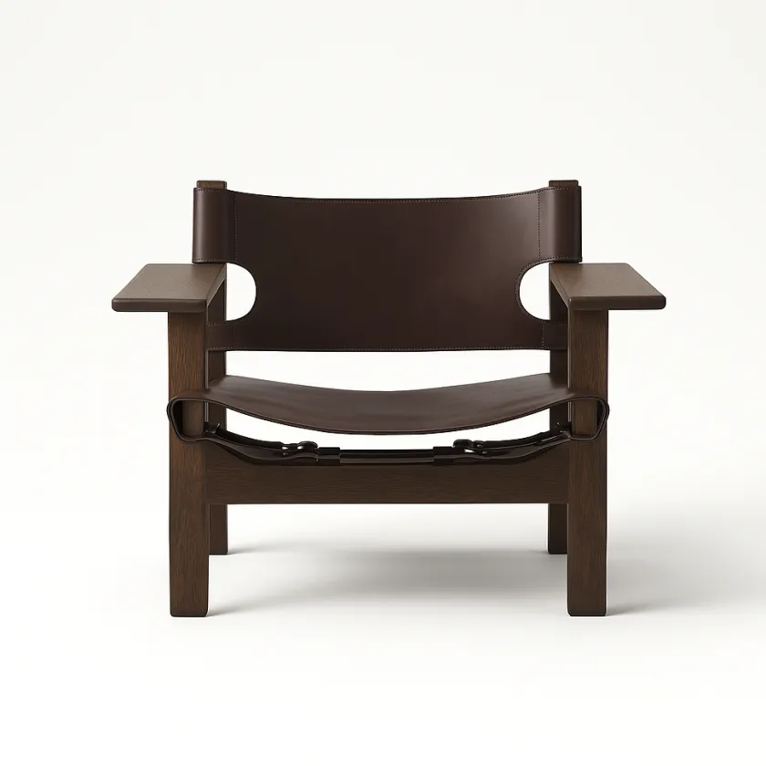 Fredericia Furniture Den Spanske Stol i mørkebrun læder, Røget eg olie af Børge Mogensen> Lænestole