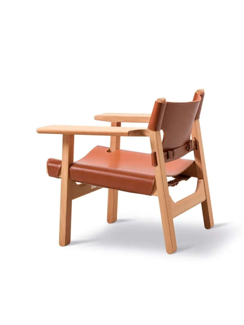 Fredericia Furniture Den Spanske Stol i mørkebrun læder, Røget eg olie af Børge Mogensen> Lænestole