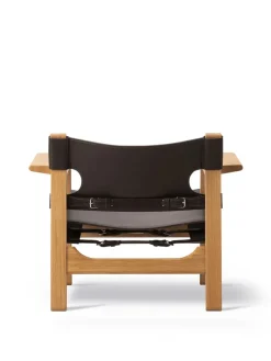 Fredericia Furniture Den Spanske Stol i sort læder, valnød olie af Børge Mogensen><noscript><img width=