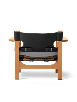 Fredericia Furniture Den Spanske Stol i sort læder, valnød olie af Børge Mogensen><noscript><img width=
