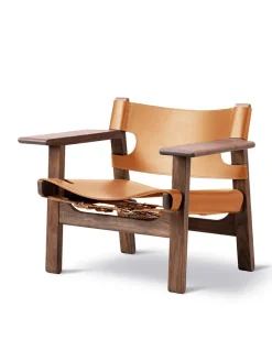 Fredericia Furniture Den Spanske Stol i sort læder, eg sort lak af Børge Mogensen><noscript><img width=
