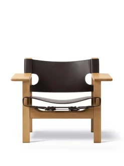 Fredericia Furniture Den Spanske Stol i sort læder, eg sort lak af Børge Mogensen><noscript><img width=