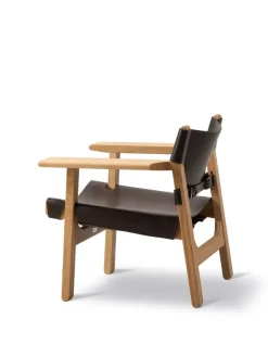 Fredericia Furniture Den Spanske Stol i sort læder, eg sort lak af Børge Mogensen><noscript><img width=
