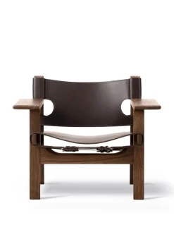 Fredericia Furniture Den Spanske Stol i sort læder, eg sort lak af Børge Mogensen><noscript><img width=