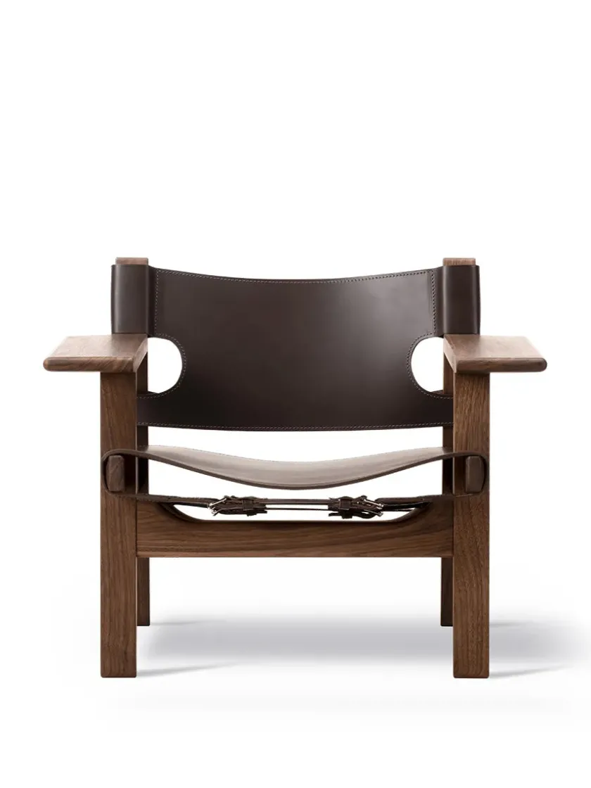 Fredericia Furniture Den Spanske Stol i sort læder, eg sort lak af Børge Mogensen> Lænestole