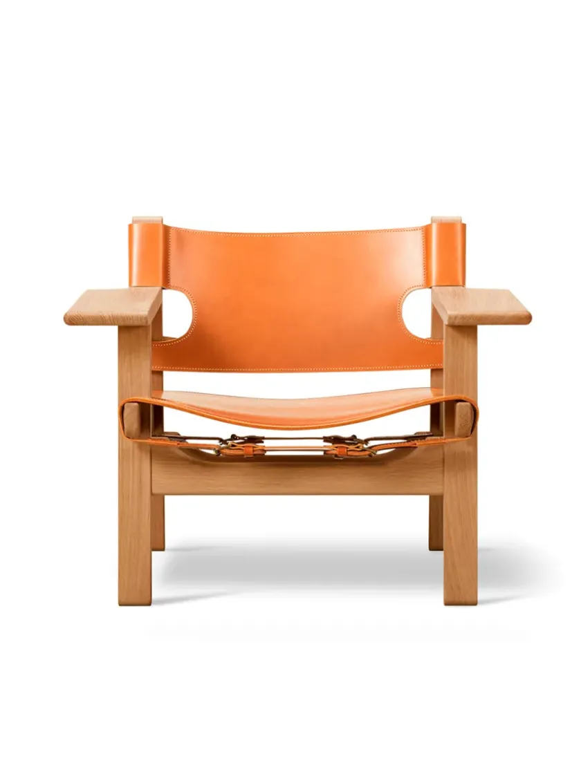 Fredericia Furniture Den Spanske Stol i sort læder, eg sort lak af Børge Mogensen> Lænestole