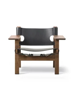 Fredericia Furniture Den Spanske Stol i sort læder, eg sort lak af Børge Mogensen><noscript><img width=