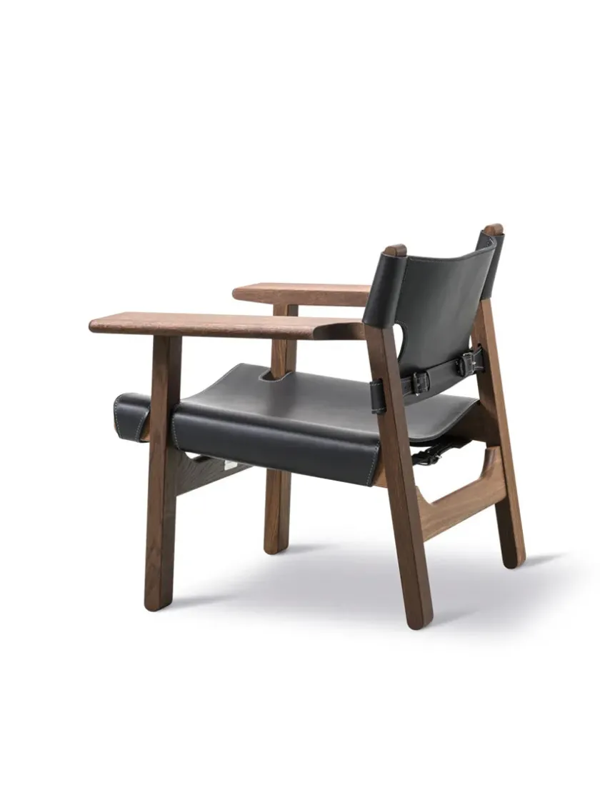 Fredericia Furniture Den Spanske Stol i sort læder, eg sort lak af Børge Mogensen> Lænestole