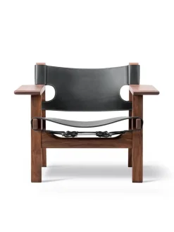 Fredericia Furniture Den Spanske Stol i sort læder, eg sort lak af Børge Mogensen><noscript><img width=