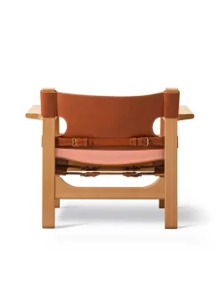 Fredericia Furniture Den Spanske Stol i sort læder, eg sæbe af Børge Mogensen><noscript><img width=