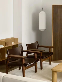 Fredericia Furniture Den Spanske Stol i sort læder, eg sæbe af Børge Mogensen><noscript><img width=