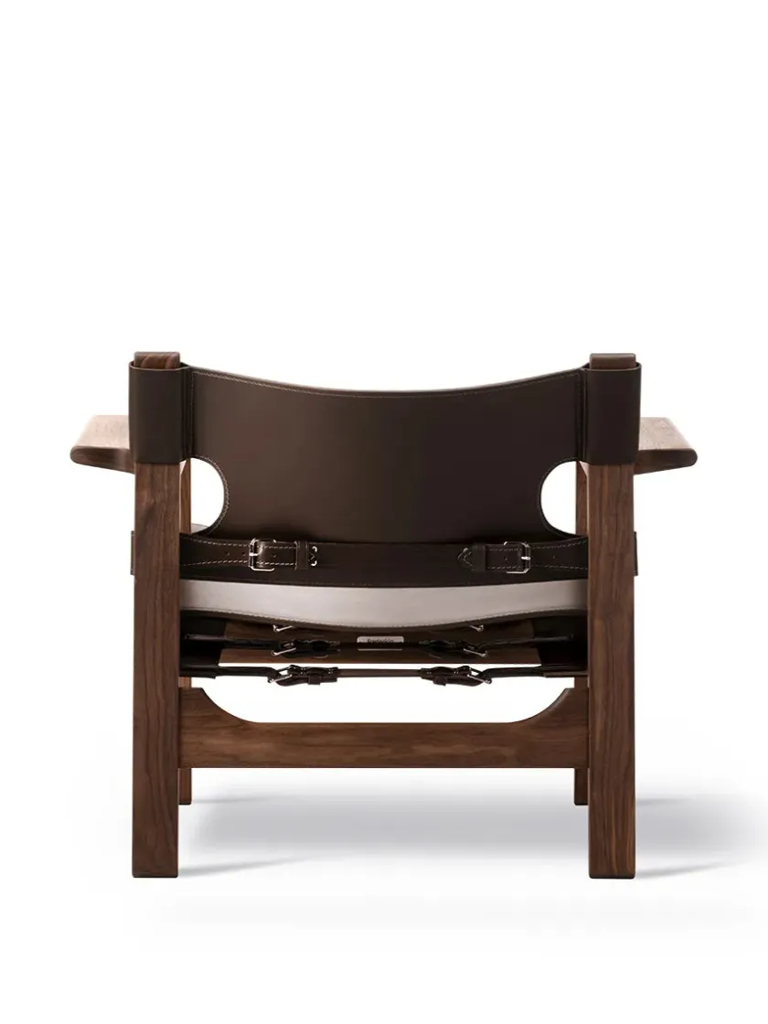 Fredericia Furniture Den Spanske Stol i sort læder, eg sæbe af Børge Mogensen> Lænestole