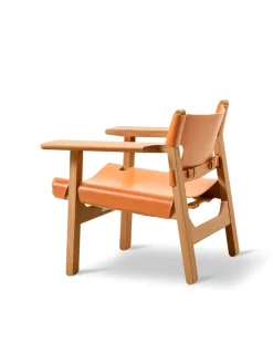 Fredericia Furniture Den Spanske Stol i sort læder, eg sæbe af Børge Mogensen><noscript><img width=