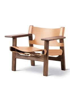 Fredericia Furniture Den Spanske Stol i sort læder, eg sæbe af Børge Mogensen><noscript><img width=