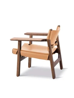 Fredericia Furniture Den Spanske Stol i sort læder, eg sæbe af Børge Mogensen><noscript><img width=