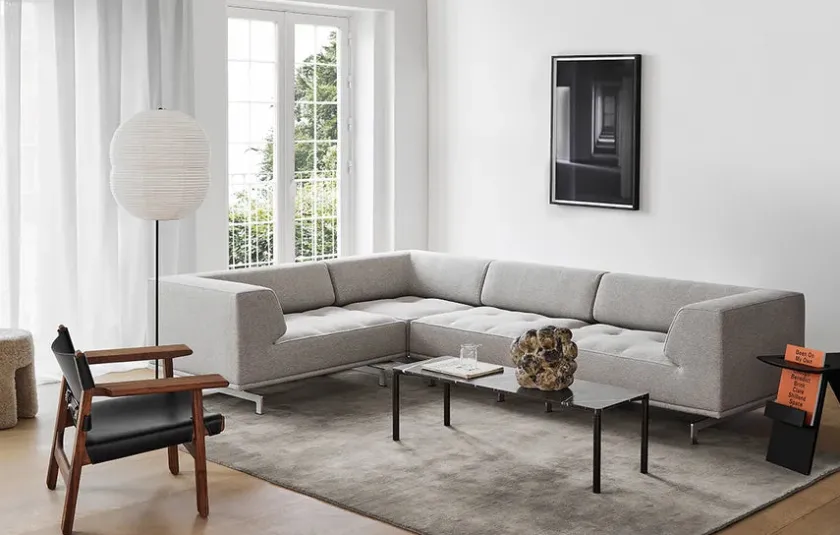 Fredericia Furniture Den Spanske Stol i sort læder, eg sæbe af Børge Mogensen> Lænestole