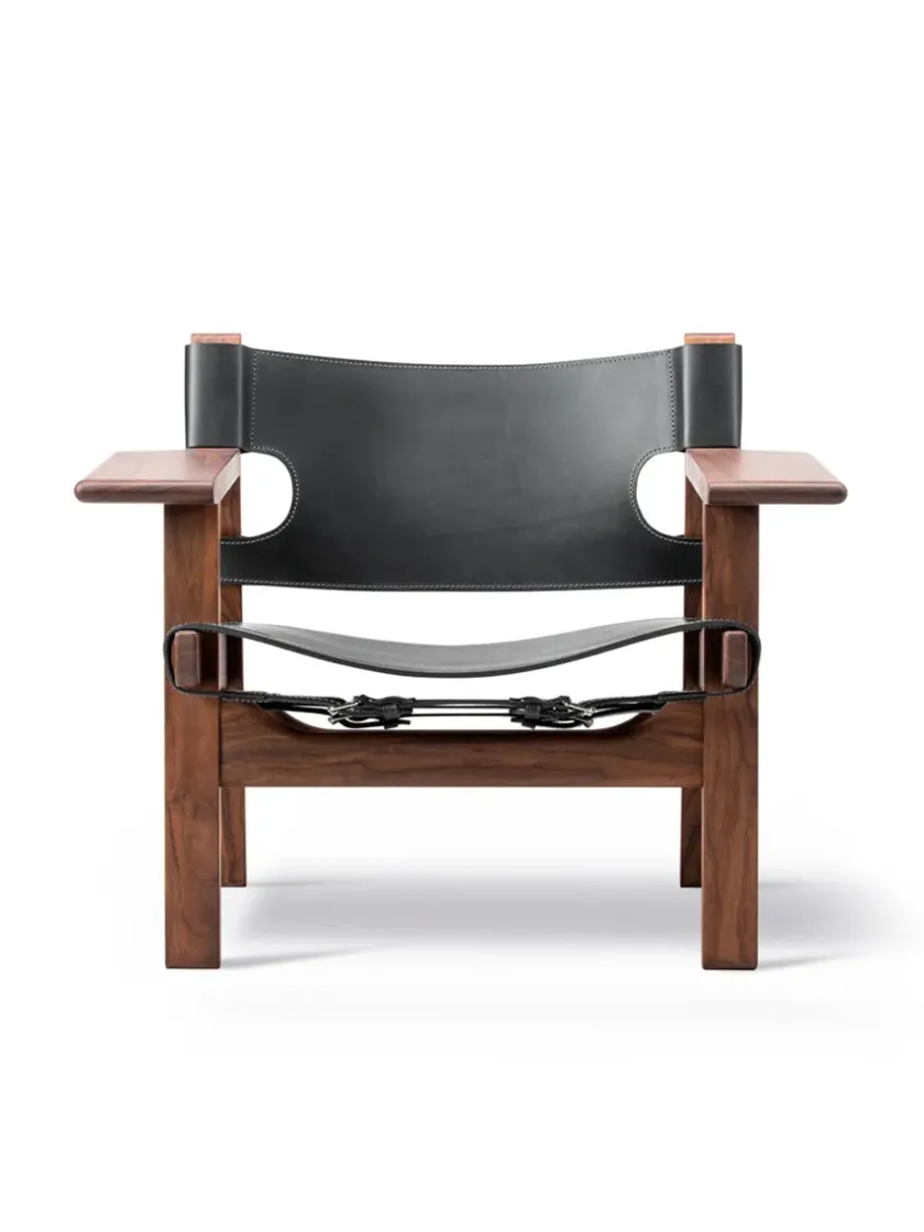 Fredericia Furniture Den Spanske Stol i sort læder, røget eg olie af Børge Mogensen> Lænestole
