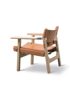 Fredericia Furniture Den Spanske Stol i sort læder, eg olie af Børge Mogensen><noscript><img width=
