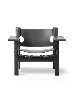 Fredericia Furniture Den Spanske Stol i sort læder, eg olie af Børge Mogensen><noscript><img width=