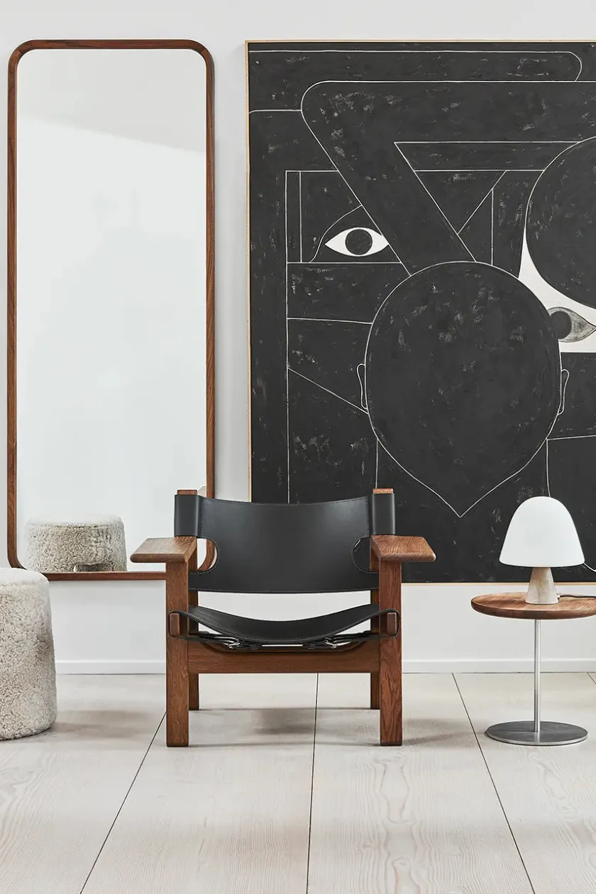 Fredericia Furniture Den Spanske Stol i sort læder, eg olie af Børge Mogensen> Lænestole
