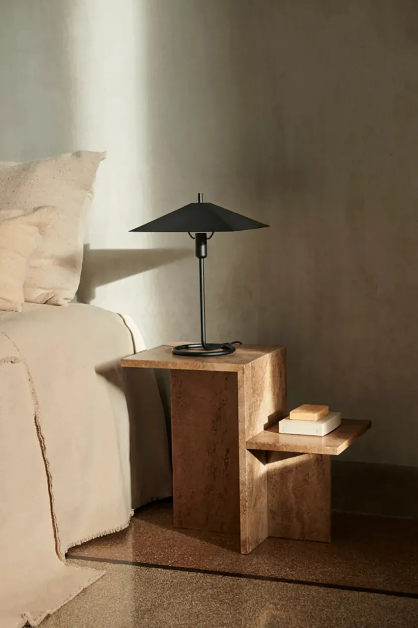 Ferm Living Distinct Side Table, Dark Brown Travertine fra> Sofaborde