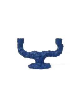 Ferm Living Dito Candle Holder bright blue, double fra> Lysestager