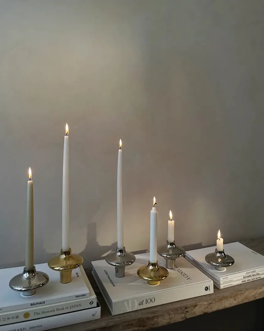 Hein Studio Doublet Candleholder Large, silver fra> Lysestager