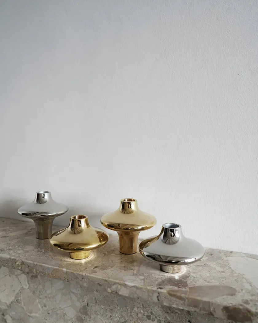 Hein Studio Doublet Candleholder Large, silver fra> Lysestager